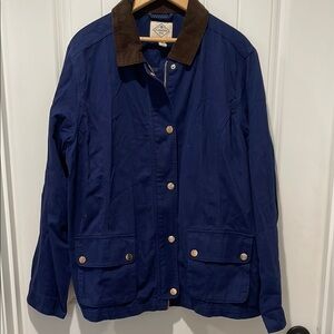 St. John's Bay Blue Utility Jacket with Brown Collar
